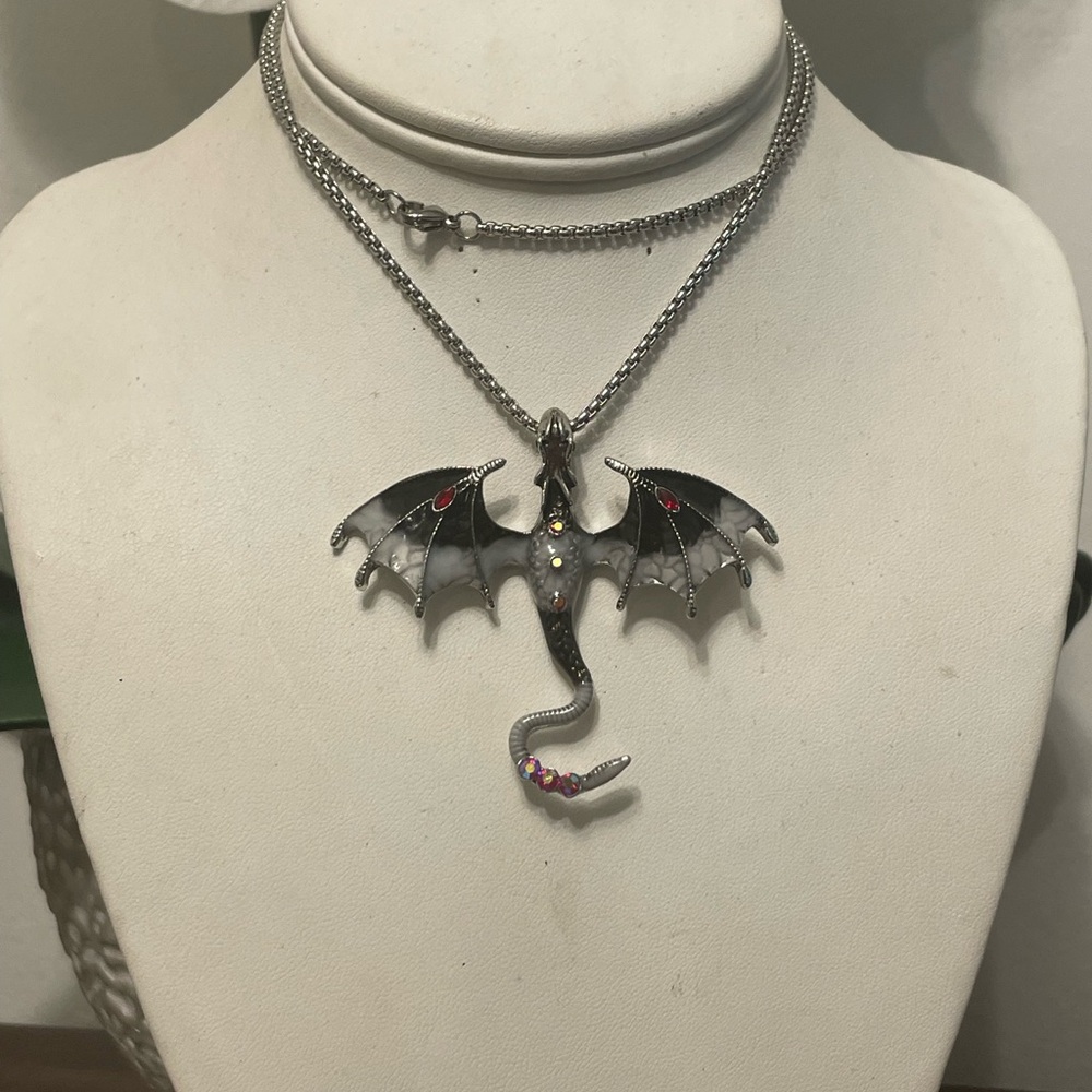 Silver Dragon Pendant Necklace - Picture 5 of 10